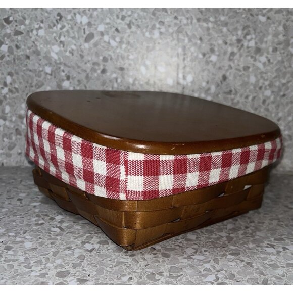 Heritage Mint Ltd Canadian Maple Basket With Lid & Liner Red & White Checkered - Picture 1 of 16